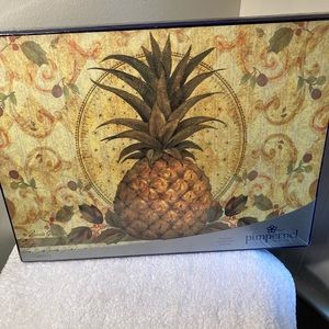 Pimpernel Golden Pineapple Cork-Backed Placements! Brand new! Set of 4- GIFT!